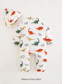 Cozy Pixies Newborn Baby Boy 2pcs Cartoon Dinosaur Knitted Soft Crew Neck Short Sleeve Pullover Top And Shorts Set - Multicolor - View 2