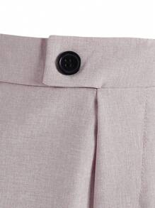 2pcs Teens/Youth Plain Front Button Up Long Sleeve Top With Pocket & Long Pants, Gentlemanly Outfit - Beige - View 8