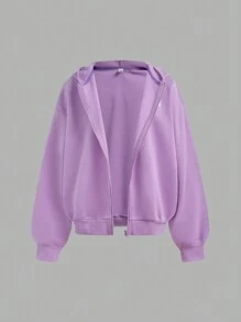 SHEIN 2pcs/Set Teen Girl Knit Solid Waffle Textured Vest Jacket & Shorts Casual Outfit