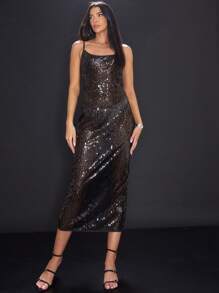 MUSERA Sequin Slip Dress Elegant Spring Summer Vacation Party Fall Festival - Black - View 1