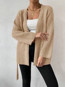 SHEIN Clasi Women's Solid Color Drop Shoulder Long Sleeve Loose Cardigan, Casual Style, Autumn/Winter