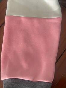 女士拼色抽绳连帽运动衫 - 粉色 - 查看 4