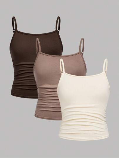 SHEIN Girlism 3pcs Tween Girls' Casual Sports Cami Top Basics Set