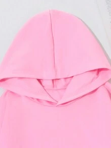 2pcs/Set Teenage Girls Casual Loose Pink Hoodie Sweatshirt With Letter Print + Black Leggings, Autumn