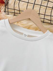 2 件套 Tween Girl Mimi Girl 蝴蝶结装饰印花运动衫和格子百褶裙套装，适合秋冬季日常穿着、学校和节日派对 - 彩色 - 查看 4