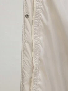 BizChic 女士杏色立领长袖连帽羽毛装饰腰部修身夹克，办公室服装