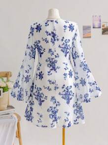 Soleia Damen Große Größen Blumen Muster Kleidung für den Urlaub und den Schulanfang, Herbst Outfits - Verschiedenfarbig - Übersicht 2