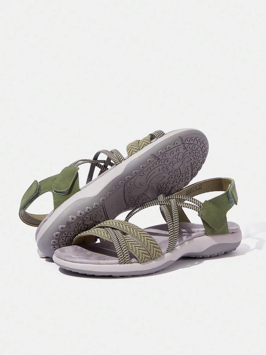 CUCCOO OUTDOORSY Women Elastic Hook And Loop Flat Sandals SHEIN EUR