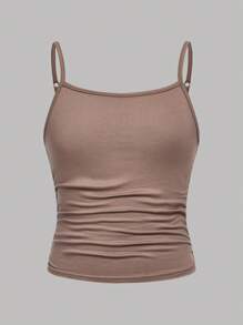 SHEIN Girlism 3 件套 Tween 女童休闲运动吊带背心基本款套装 - 棕色 - 查看 3