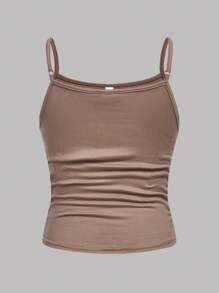 SHEIN Girlism 3 件套 Tween 女童休闲运动吊带背心基本款套装 - 棕色 - 查看 4