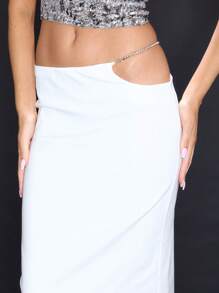 MUSERA 侧开衩长裙，优雅夏日派对性感之选 - 奶油色 - 查看 5