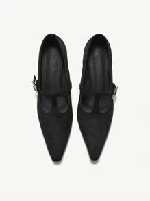 CUCCOO CHICEST 女士尖头高跟鞋，优雅的办公和日常穿着黑色天鹅绒水晶扣女士高跟鞋 - 黑色 - 查看 5