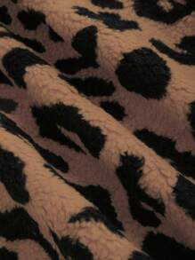 SHEIN Unity Women Leopard Print Front Button Vest Jacket, Autumn/Winter - Brown - View 3