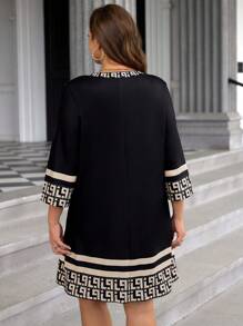 SHEIN LUNE 女式长袖连衣裙加大码 A 字形修身秋季连衣裙 - 彩色 - 查看 2