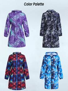 Innovista Ultra Light Breathable Abstract All Over Print Sports Windbreaker Jacket With Hoodies, Daily Casual & Running Outdoor Workout,Light Jacket,Women Hoodies,Fall Winter