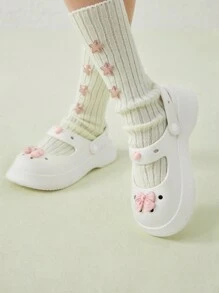 Cuccoo Giày sandal hở mũi hình bướm Mary Jane dễ thương cho nữ ngày lễ năm mới ngày lễ tình nhân - trắng - Xem 5