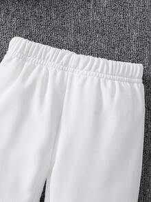 Bộ đồ 2 món in chữ dễ thương, giản dị, phong cách đa năng, dễ thương cho bé trai vào mùa thu - trắng - Xem 3