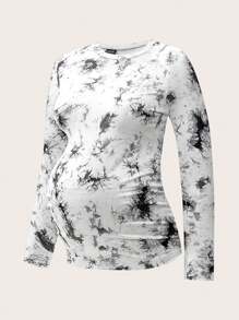 SHEIN 3 pièces/Set Top de maternité décontracté à col rond manches longues, ensemble de t-shirts moulants de grossesse - Multicolore - Voir 3