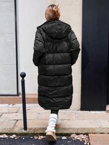 SHEIN LUNE 女士新款2024厚休闲宽松连帽时尚长款羽绒外套秋冬冬装秋季衣服