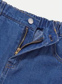 Teens Boys Comfortable Casual Basic Diamond Washed Street Loose Non-Stretch Denim Pants, Thin Style For All Seasons - Medium Wash - View 3