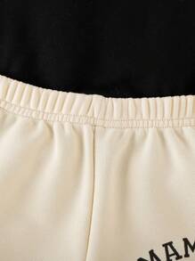 SHEIN 嬰兒女孩休閒運動簡約運動衫三件套裝，適用於春秋季節 - 杏色 - 查看 7