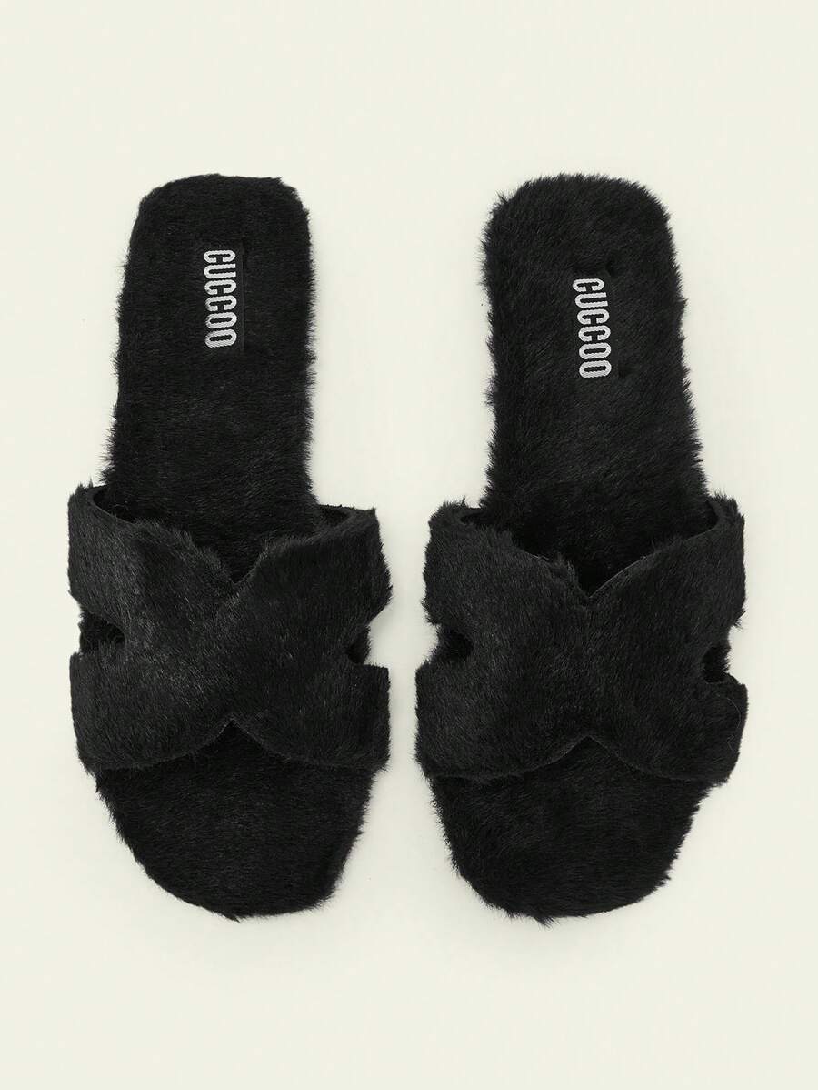 Cuccoo 女士时尚黑色蓬松穆勒平底凉鞋 - 黑色 - 查看 1