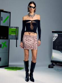 SHEIN Unity Swirl Print Mesh Mini Fashion Bodycon Skirt - Multicolor - View 3