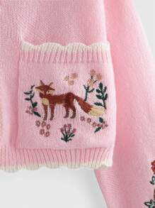 Fairycore Women Solid Color Button Front Embroidery Long Sleeve Simple Casual Blouse - Multicolor - View 3