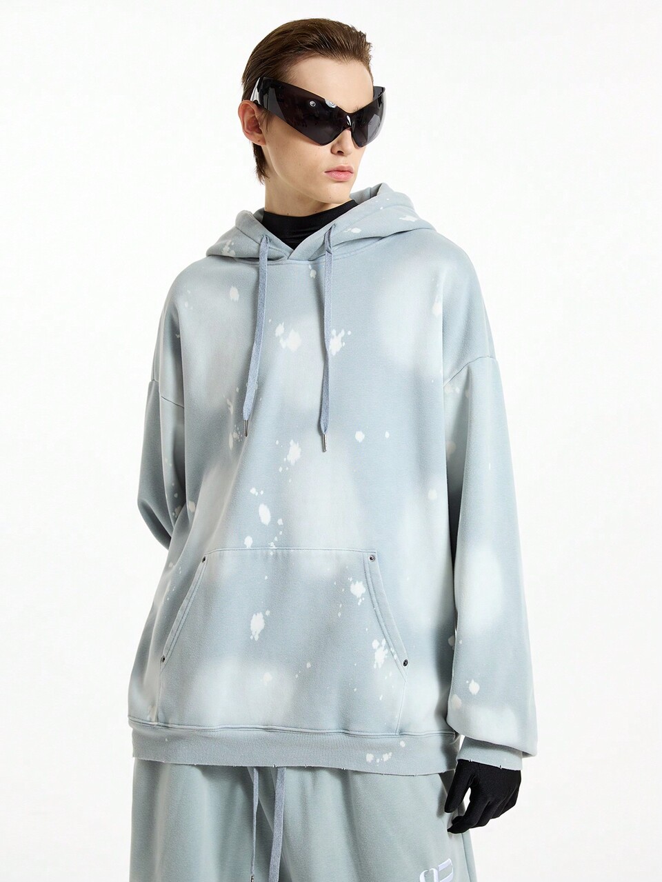 2pcs Men's Embroidered Distressed Hoodie And Drawstring Waist Pants Set, For Fall Winter