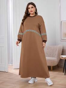 Lacomfia Robe à capuche décontractée de grande taille avec bloc de couleurs