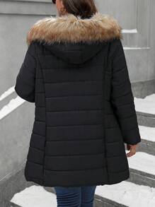 EMERY ROSE Vêtements d'hiver grande taille Manteau matelassé casual avec col moelleux à capuche