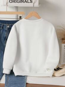 sweat-shirt en molleton avec impression de dessin animé et floral, style casual pour préadolescentes. Automne / Hiver - Blanc - Voir 2