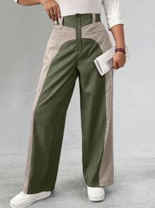 Calvaya Quần ống đứng giản dị màu trơn cỡ lớn có túi giả - Nhiều màu - Xem 5