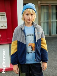 Boys Crew Neck Long Sleeve Print Minimalist Pullover Sweatshirt, Casual Everyday Wear - Multicolor - View 3