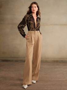 Anewsta Sexy Daily Sheer Gold-Black Floral Print Chiffon Blouse For Women Women Shirt - Black - View 4