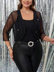 Gownix 大码休闲时尚闪光前开短夹克，适合外出，秋季