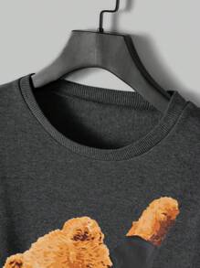 EURMUSE Men Bear Printed Regular Sweatshirt Set - Dark Grey - View 4