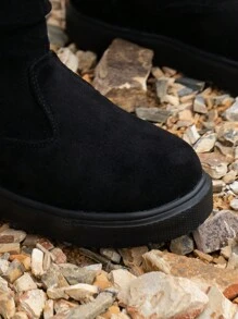 1 Pair Black Patchwork Faux Leather Children High Boots