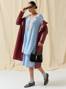 COSMINA 2 件套女士樱桃刺绣开衫和裙子套装，秋季休闲装 - 藍色 - 查看 6