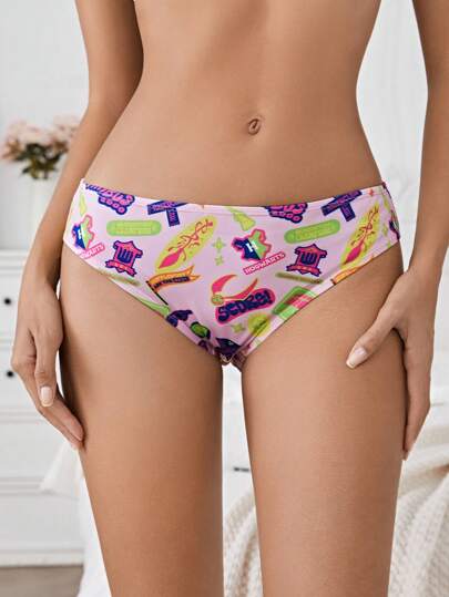 HARRY POTTER X SHEIN Pantis de mujer con estampado completo de triángulos rosas