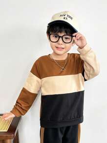 SHEIN Leap Crew Toddler Boys Colour Block Pullover - Multicolor - View 5