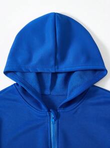 SHEIN 2pcs/Set Tween Boys Casual Letter Print Hoodie Sweatshirt & Pants Set, Autumn - Blue - View 3