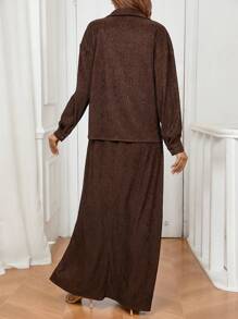 SHEIN 2pcs/Set Pregnant Women Solid Color Long Sleeve Loose Jacket And Sleeveless Casual Dress, Autumn, For Maternity