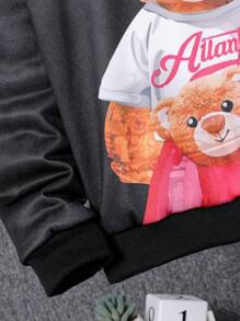 SHEIN Girls' Oversized Teddy Bear Graphic Sweatshirt & Pants Set