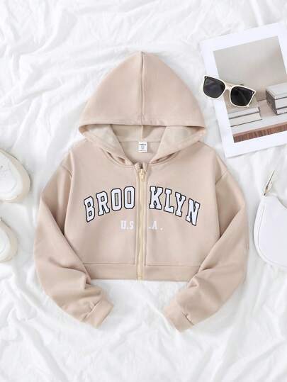 SHEIN Explorewe Tween Girls Casual Letter Print Sweatshirt, Autumn