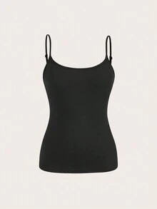 2pcs/Set Casual Black & White Solid Color Versatile Plus Size Women Camisole Tank Top, Suitable For Summer - Multicolor - View 4