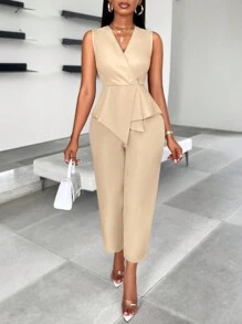 Zolique Pantalones de traje profesional para ir a trabajar, ropa de profesora, pantalones de mujer de negocios en color albaricoque, adecuados para otoño, invierno, primavera y verano con bolsillos