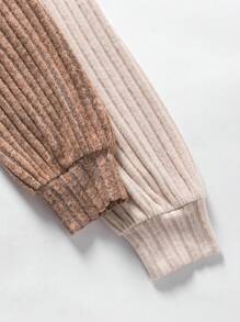 INAWLY Set de 2 piezas Body de manga larga con cuello alto de unicolor y talla grande, para uso casual en otoño/invierno - Marrón - Ver 3