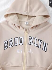 SHEIN Explorewe Tween Girls Casual Letter Print Sweatshirt, Autumn - Apricot - View 4