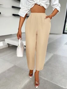 Zolique Pantalones de traje profesional para ir a trabajar, ropa de profesora, pantalones de mujer de negocios en color albaricoque, adecuados para otoño, invierno, primavera y verano con bolsillos